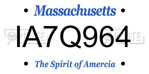 IA7Q964 Massachusetts License Plate
