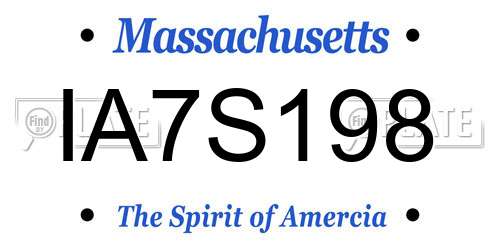 IA7S198 Massachusetts License Plate
