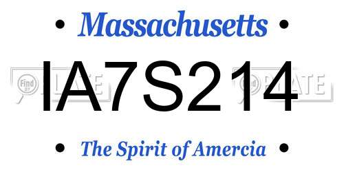 IA7S214 Massachusetts License Plate