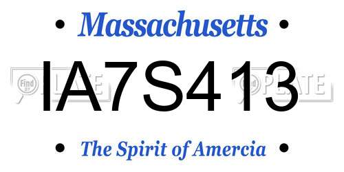 IA7S413 Massachusetts License Plate