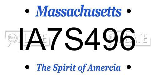 IA7S496 Massachusetts License Plate