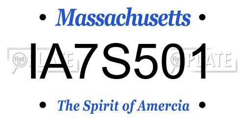 IA7S501 Massachusetts License Plate