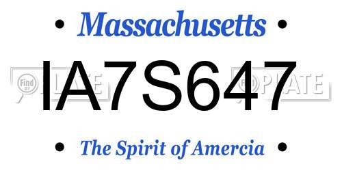 IA7S647 Massachusetts License Plate