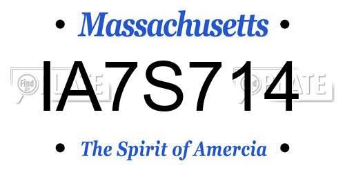 IA7S714 Massachusetts License Plate