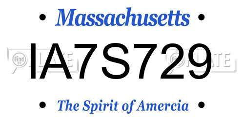 IA7S729 Massachusetts License Plate