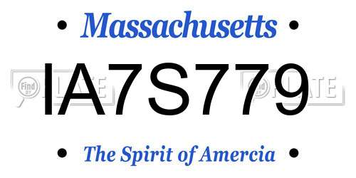 IA7S779 Massachusetts License Plate