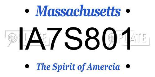 IA7S801 Massachusetts License Plate