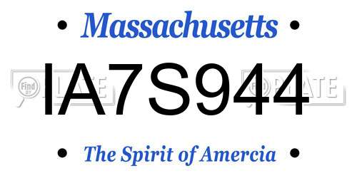 IA7S944 Massachusetts License Plate