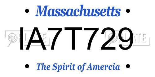 IA7T729 Massachusetts License Plate