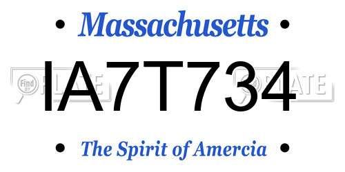 IA7T734 Massachusetts License Plate