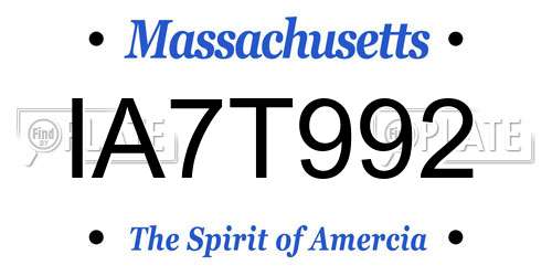 IA7T992 Massachusetts License Plate