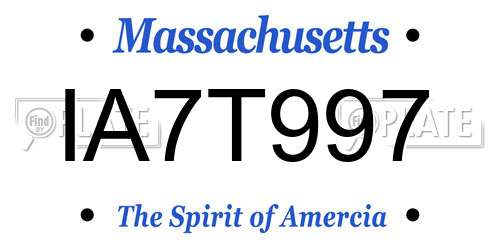 IA7T997 Massachusetts License Plate