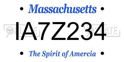 IA7Z234 Massachusetts License Plate
