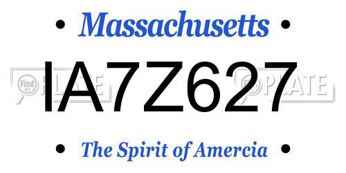 IA7Z627 Massachusetts License Plate