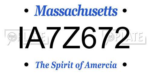 IA7Z672 Massachusetts License Plate