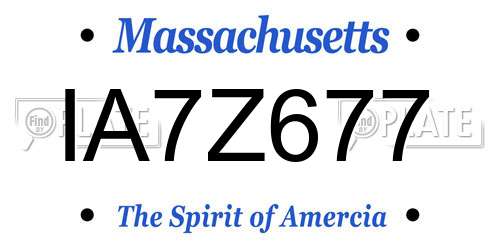 IA7Z677 Massachusetts License Plate
