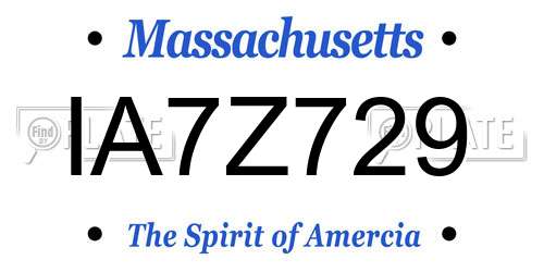 IA7Z729 Massachusetts License Plate