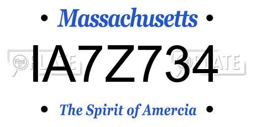 IA7Z734 Massachusetts License Plate
