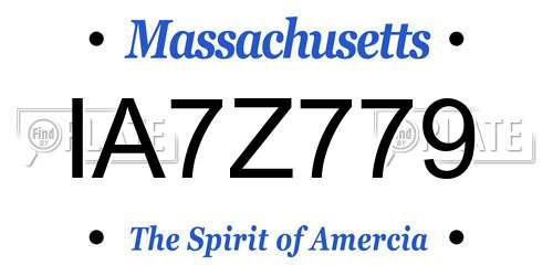 IA7Z779 Massachusetts License Plate