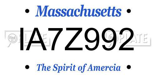 IA7Z992 Massachusetts License Plate