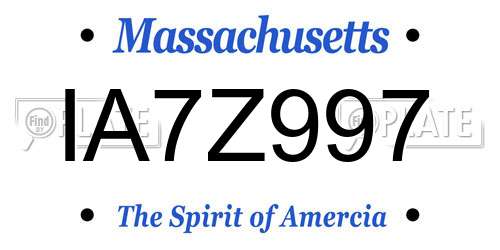 IA7Z997 Massachusetts License Plate