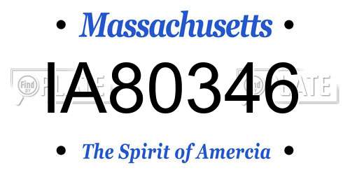 IA80346 Massachusetts License Plate