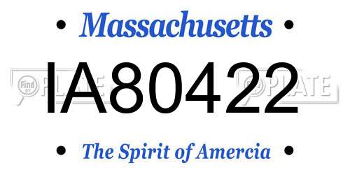 IA80422 Massachusetts License Plate