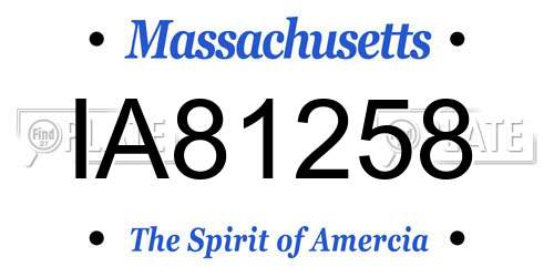 IA81258 Massachusetts License Plate