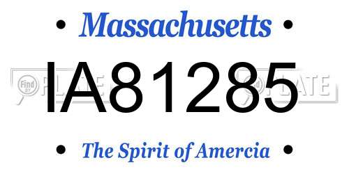 IA81285 Massachusetts License Plate