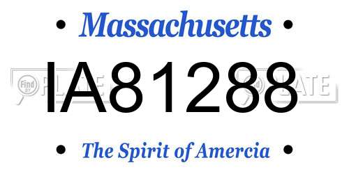 IA81288 Massachusetts License Plate