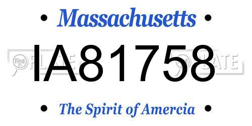 IA81758 Massachusetts License Plate