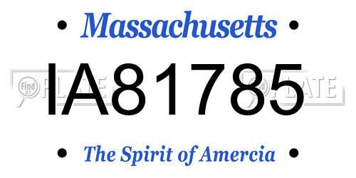 IA81785 Massachusetts License Plate