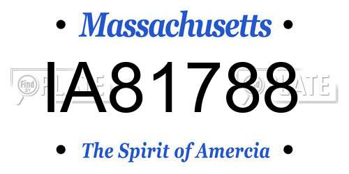 IA81788 Massachusetts License Plate