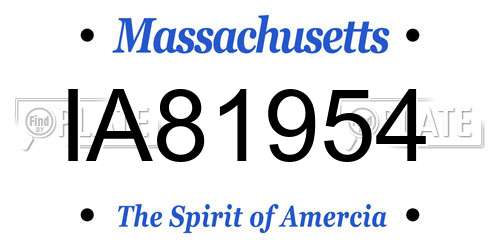 IA81954 Massachusetts License Plate