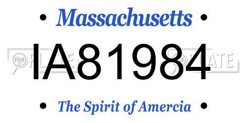 IA81984 Massachusetts License Plate