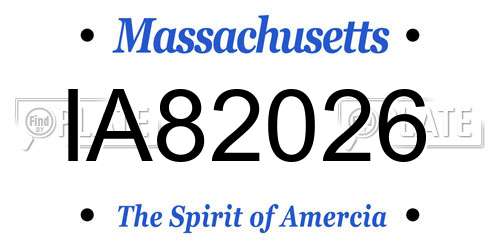 IA82026 Massachusetts License Plate