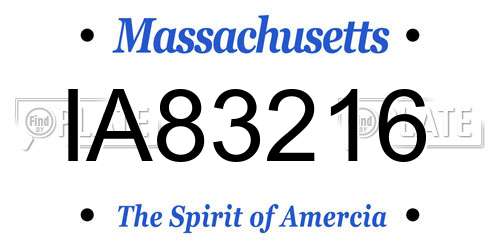 IA83216 Massachusetts License Plate