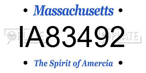 IA83492 Massachusetts License Plate