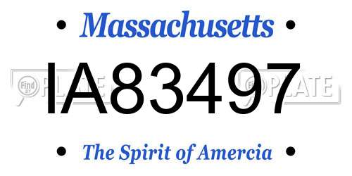 IA83497 Massachusetts License Plate
