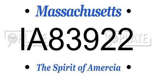 IA83922 Massachusetts License Plate