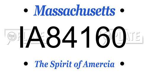 IA84160 Massachusetts License Plate