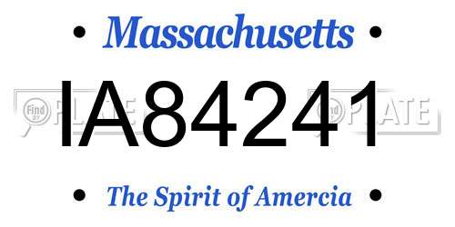 IA84241 Massachusetts License Plate