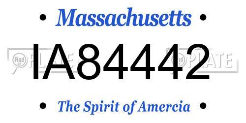 IA84442 Massachusetts License Plate