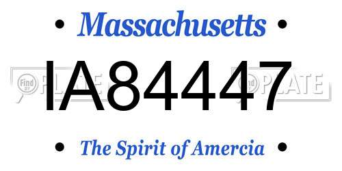 IA84447 Massachusetts License Plate