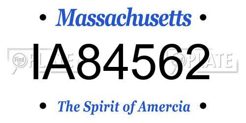 IA84562 Massachusetts License Plate