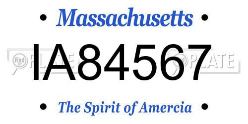 IA84567 Massachusetts License Plate