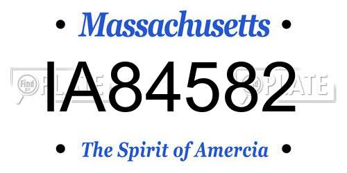IA84582 Massachusetts License Plate