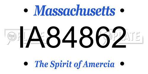 IA84862 Massachusetts License Plate