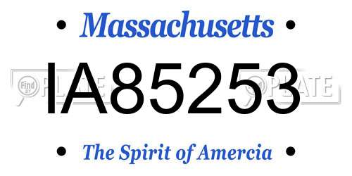 IA85253 Massachusetts License Plate