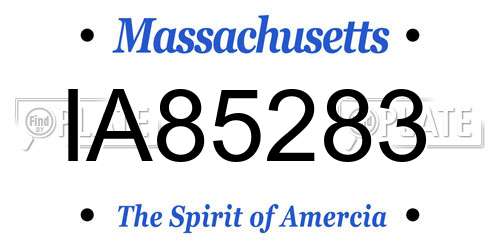IA85283 Massachusetts License Plate